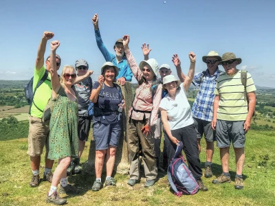 2nd  4th wed walking group  hand in the air n exton hill on walk from alstonfield  2
