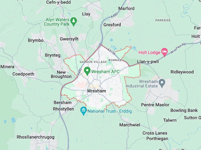 Map showing the location of Wrexham Methodist Circuit