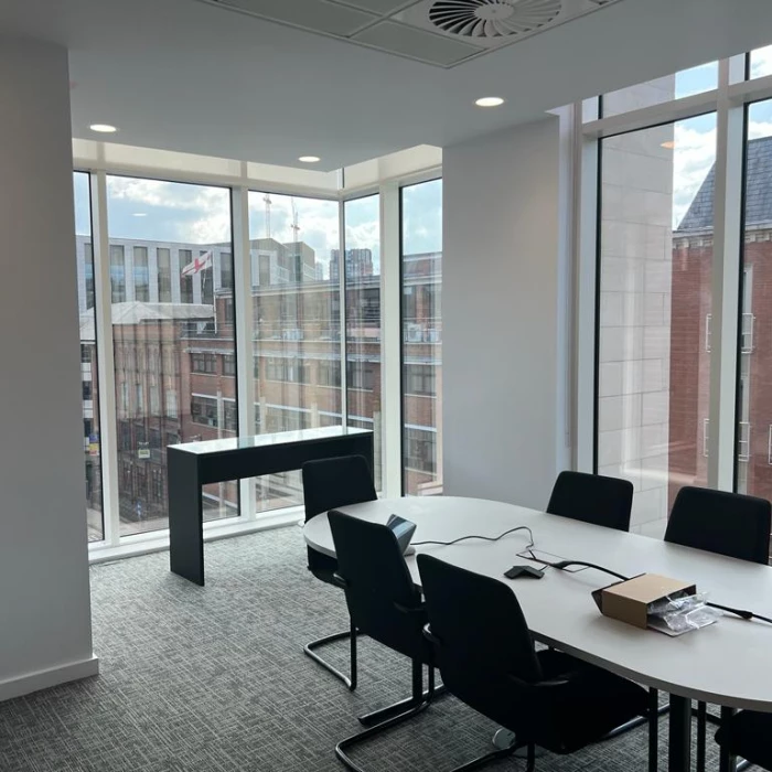 a meeting room table at fca offices in leeds
