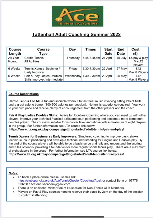 adults tennis coaching