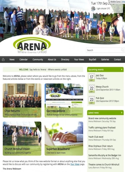 arena home page