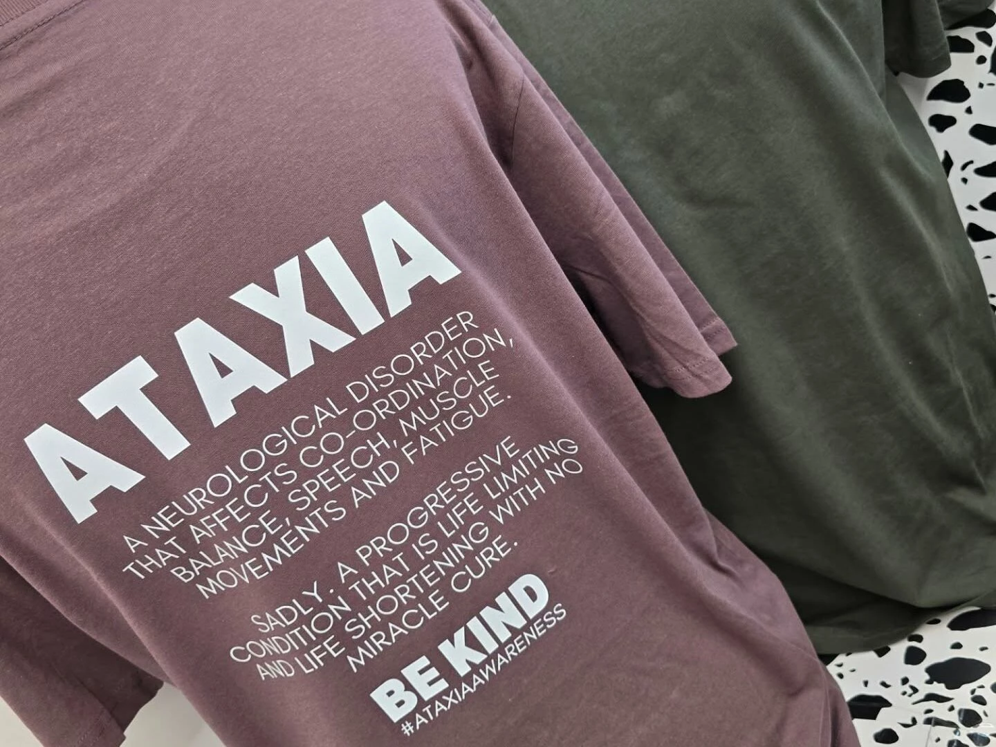 ataxia be kind tshirt with dtf printing