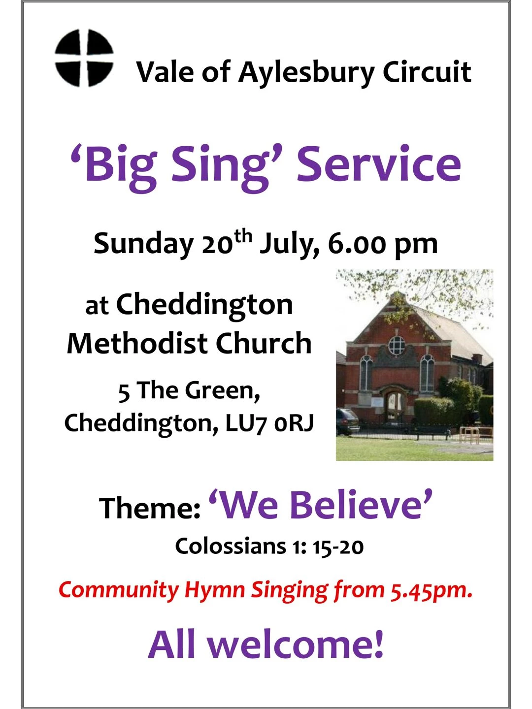 big sing poster cheddington