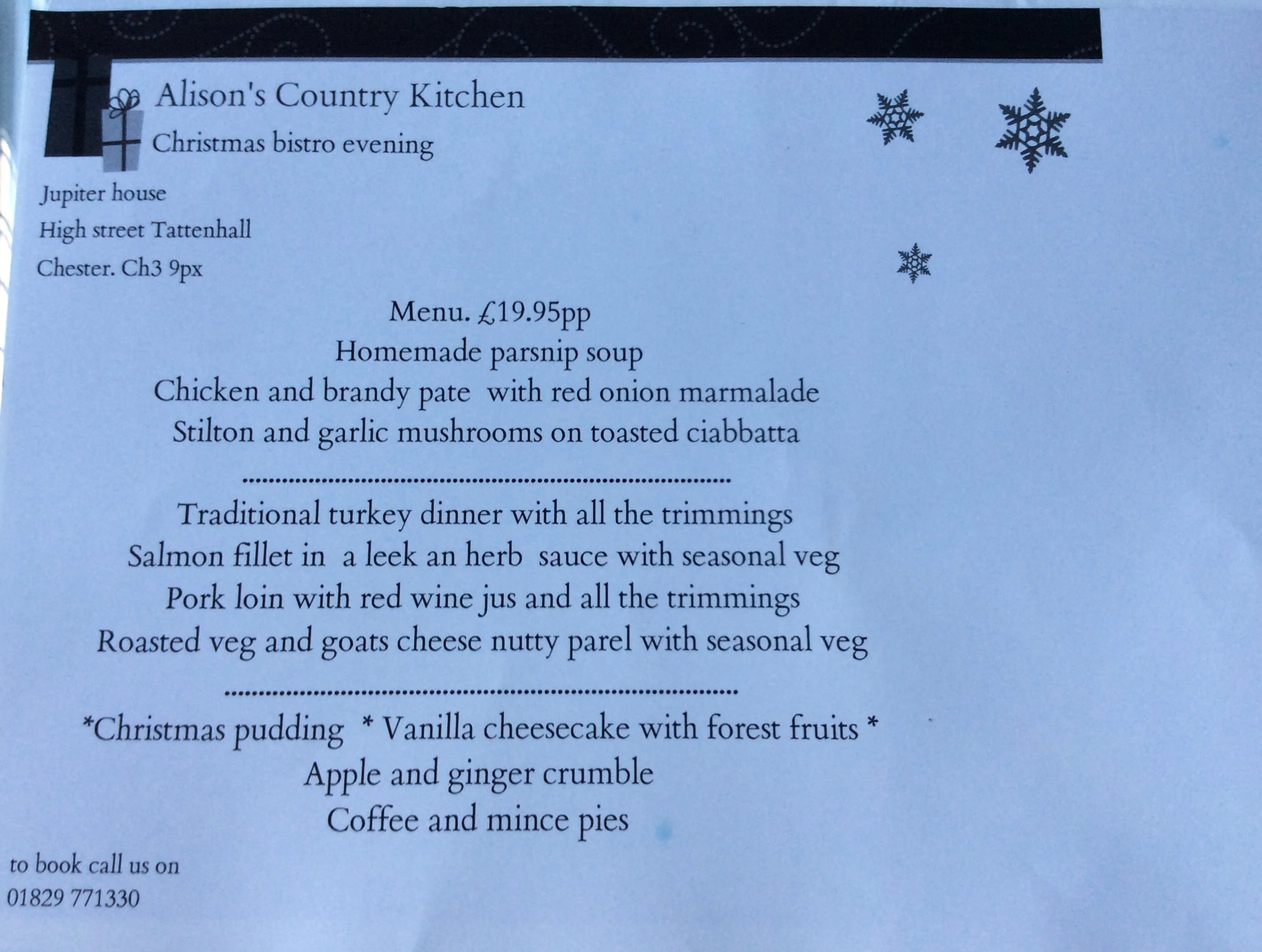 bistro menu