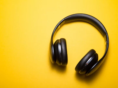 Headphones on a yellow background