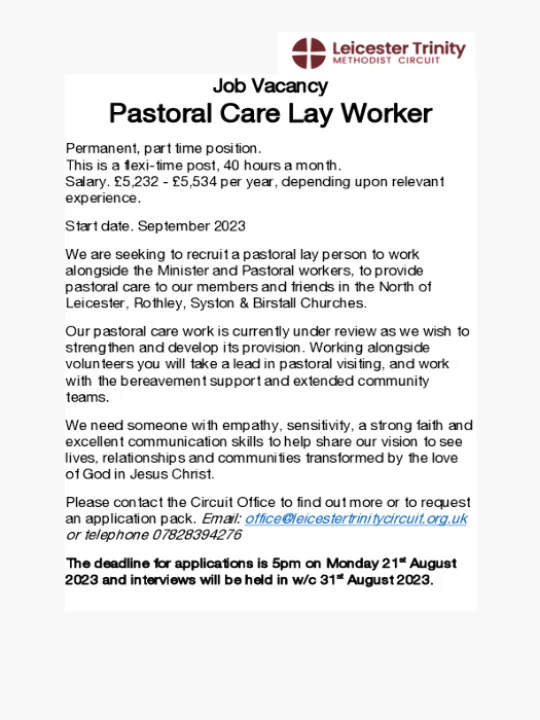 Pastoral Care worker job