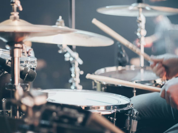 Tilt Shift Photo of Acoustic Drum Set