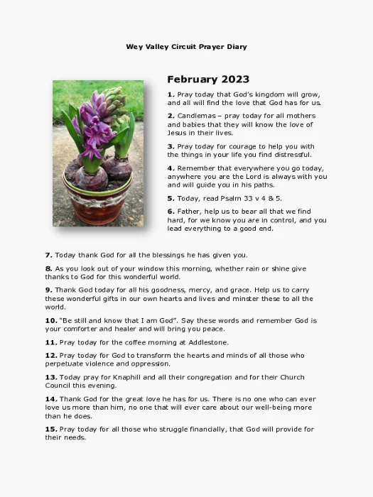 Circuit Prayer Diary February 2023