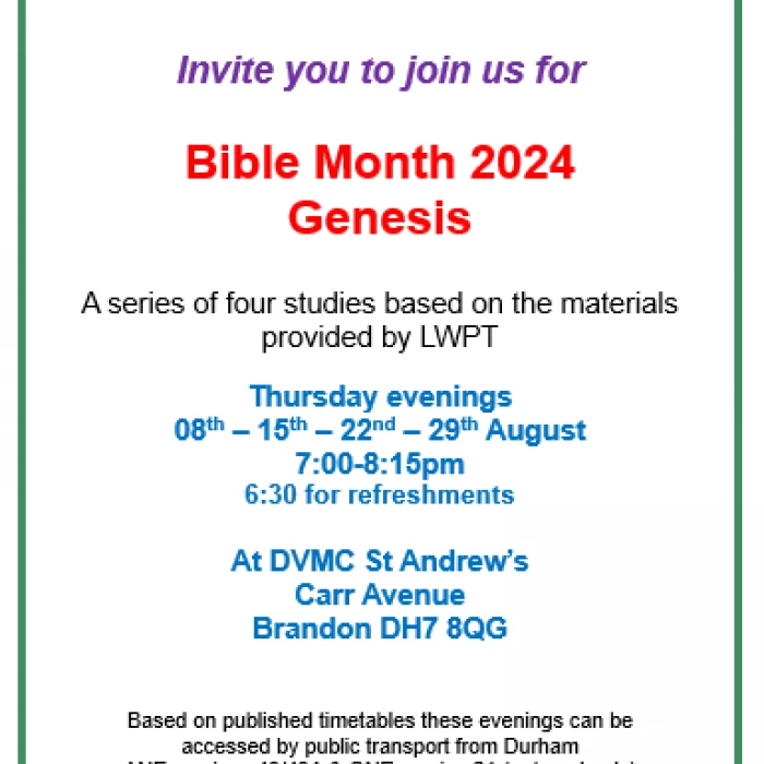 Bible Month 2024 Genesis August Studies At Brandon