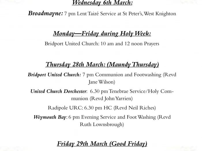 Easter Week Services 2024