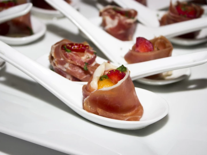 Serrano ham, ham with melon, tapas