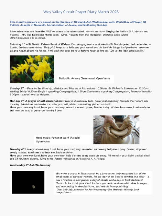 Circuit Prayer Diary – March 2025