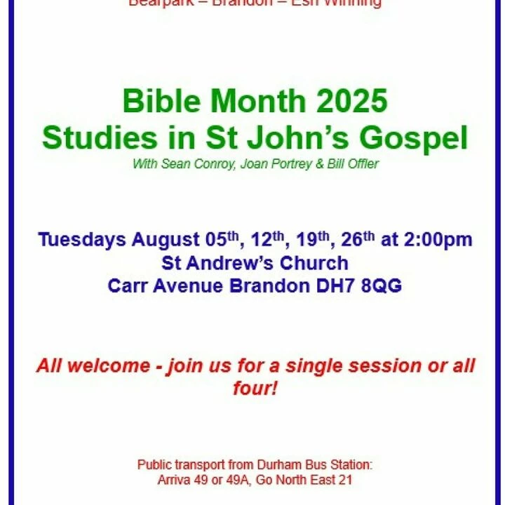 Bible month sessions at St Andrews Brandon August 2025