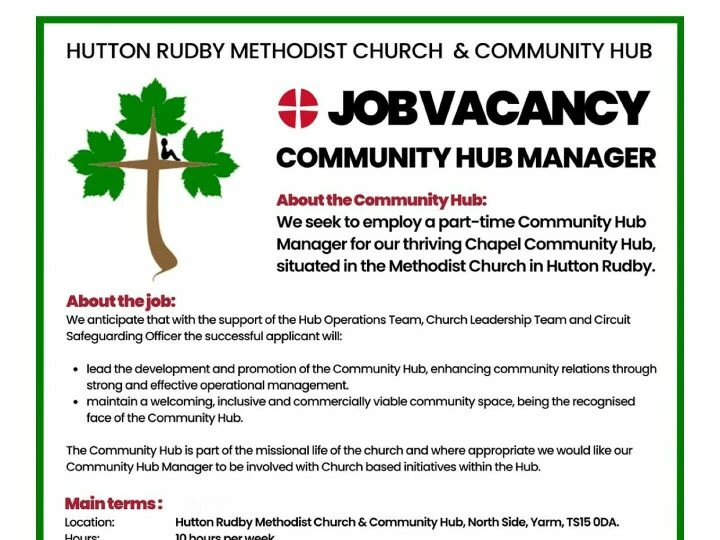 Community Hub Manager advert – April 2025