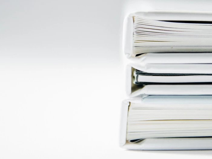 Stack of white folders