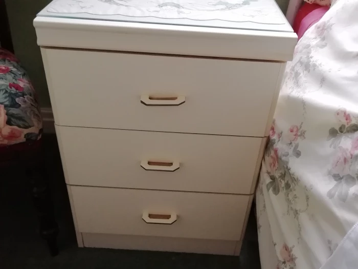 White bedside cabinet  – Items for sale -Published