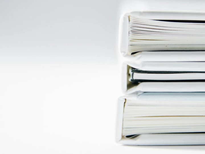 Stack of white folders