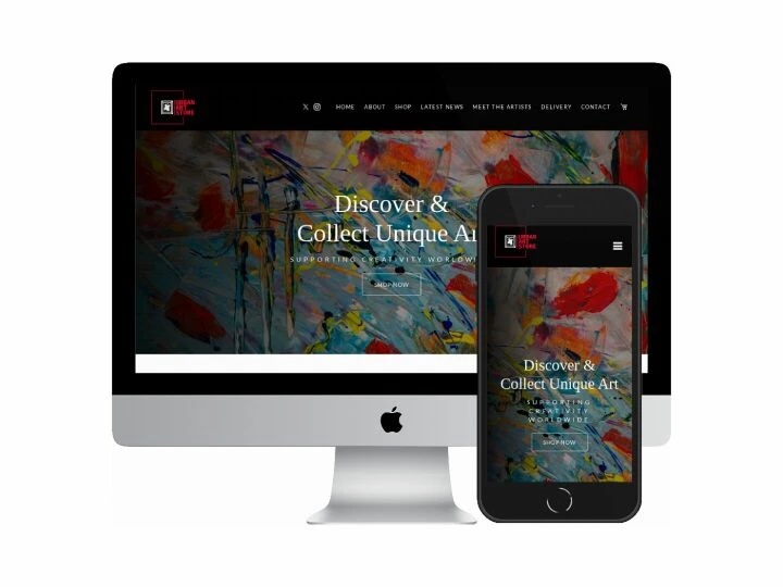 Desktop and mobile screenshots of the Urban Art Store website