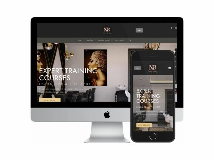 Desktop and mobile screenshots of the NB Training Academy website
