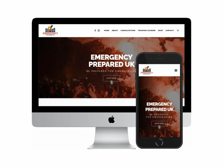 Desktop and mobile screenshots of the Emergency Prepared UK website