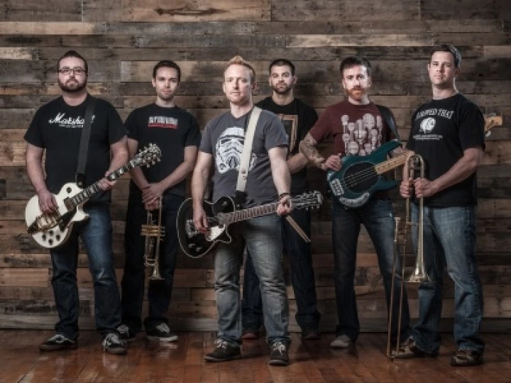 Band With Instruments (Wood Background)