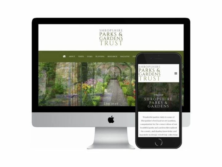 Desktop and mobile screenshots of the Shropshire Parks & Gardens Trust website