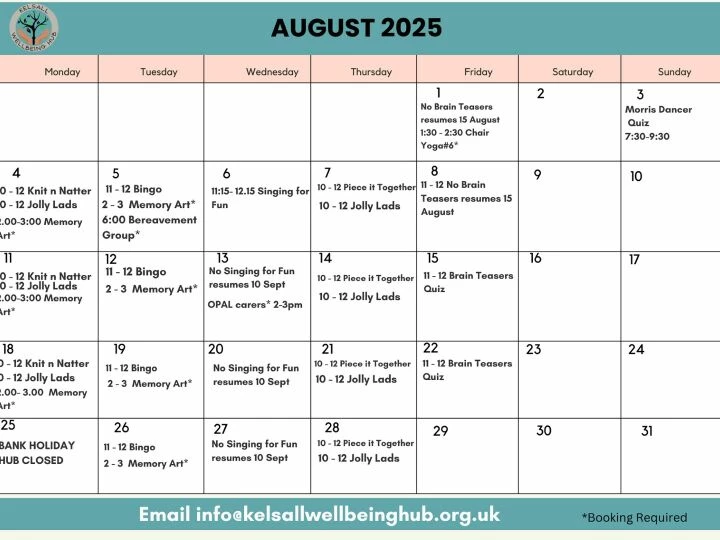 Hub Aug25 timetable