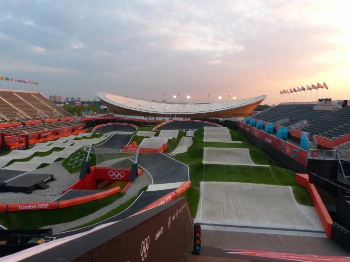 BMX track at the London Olympics at sunset