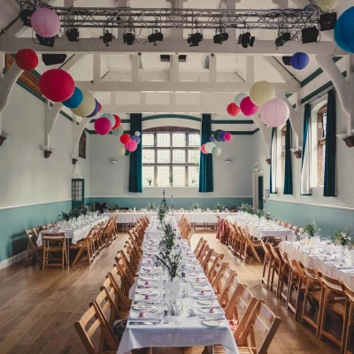 Wedding venue, long tables