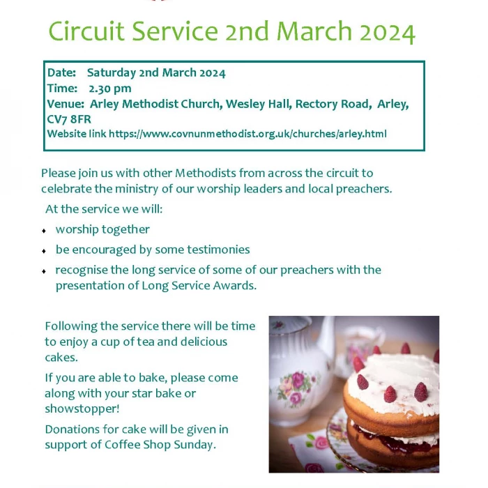 Flyer For Circuit Service 2nd March 2024