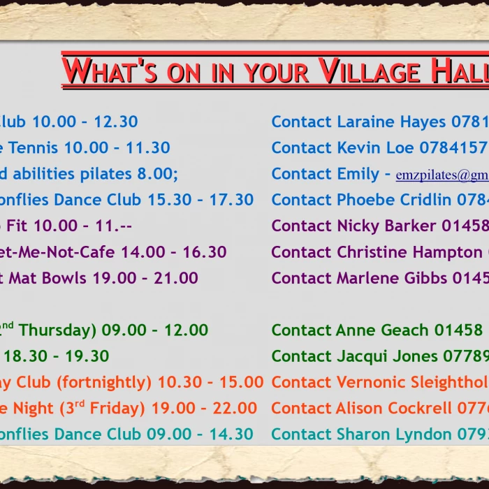 What's On Village Hall