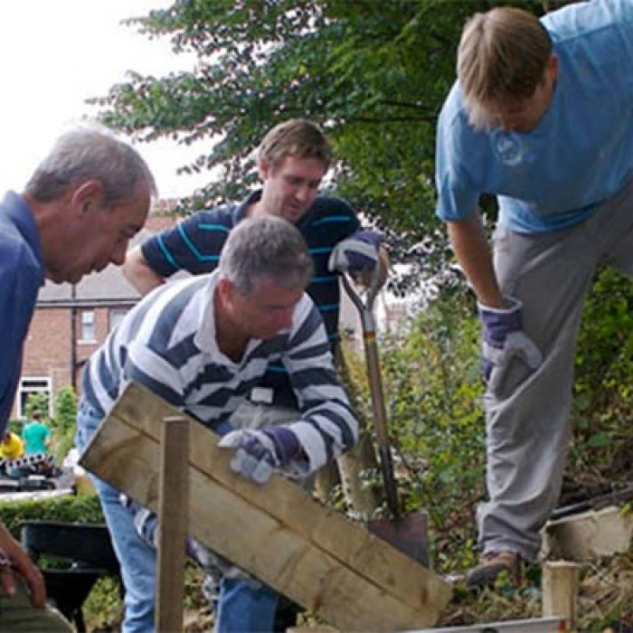 Group working outdoors