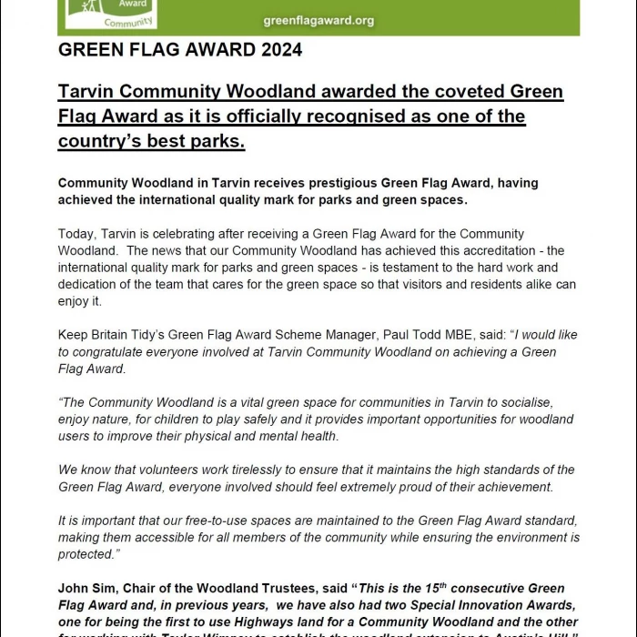 Woodland Trust Green Flag Award 2024
