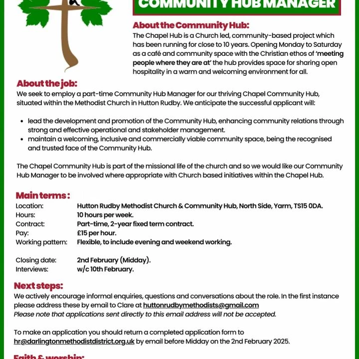 Community Hub Manager advert