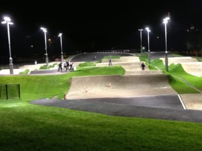 burgess park national bmx track viewed at night