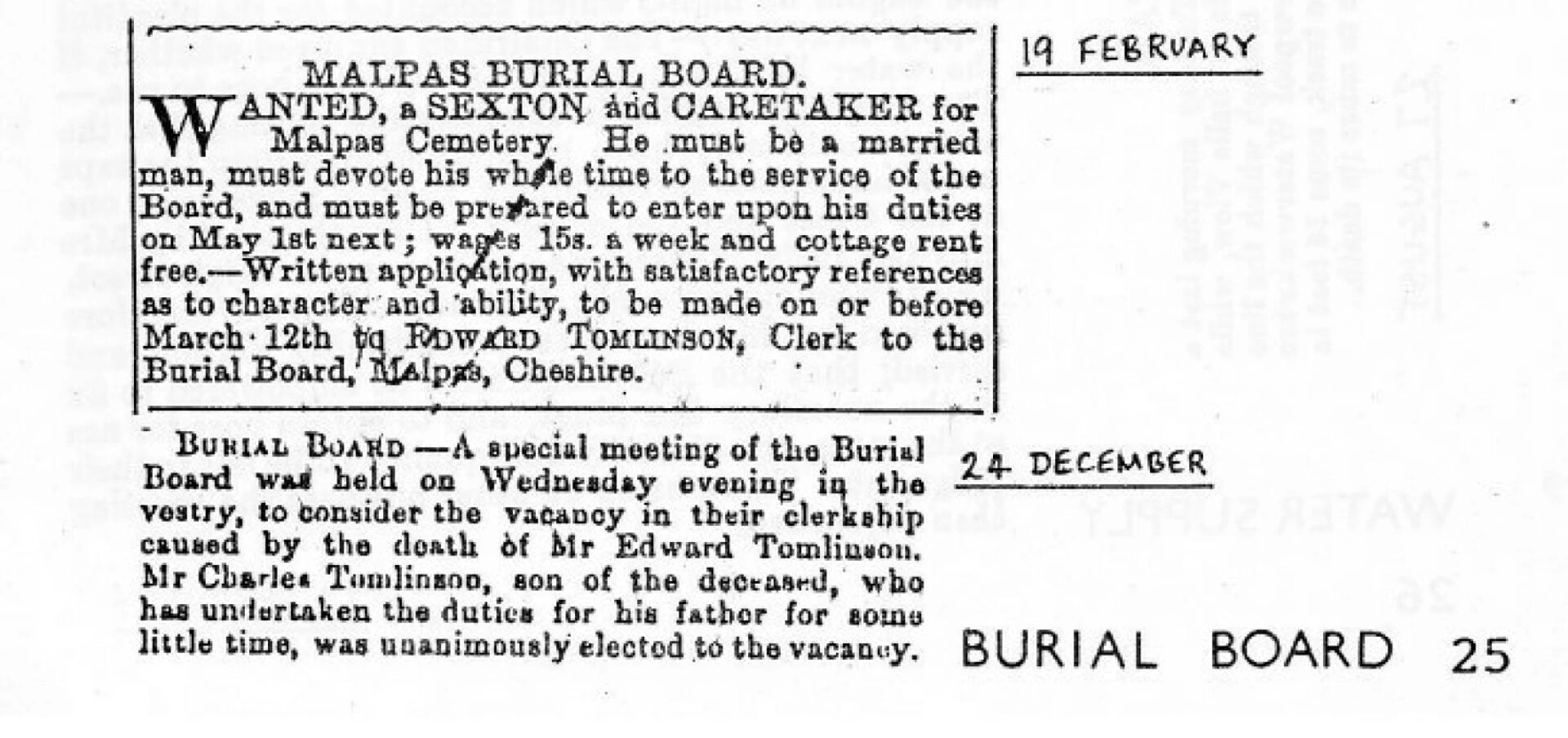 burial board advert