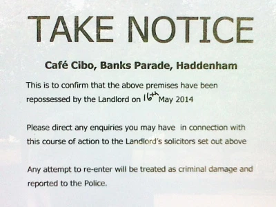cafe cibo closure notice