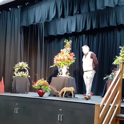 christmas arrangements on stage