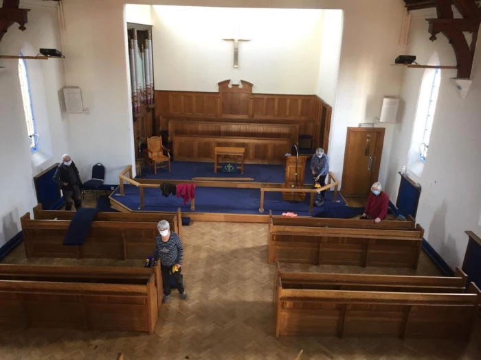 cleaning the chapel