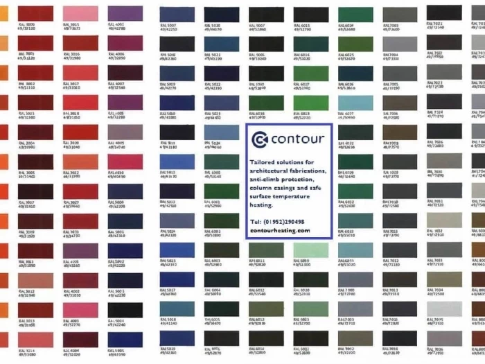 contour ral colour chart for contours radiators