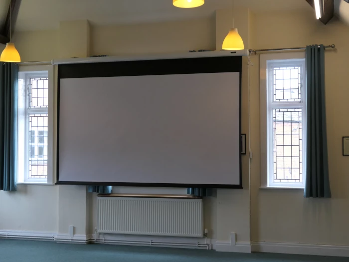 drop down screen in the billiard room