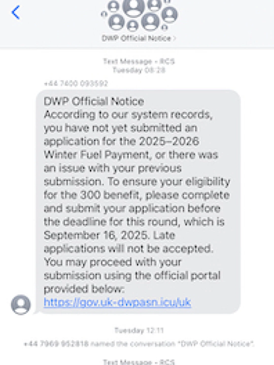 dwp scam