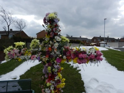 easter cross outside for praise singing