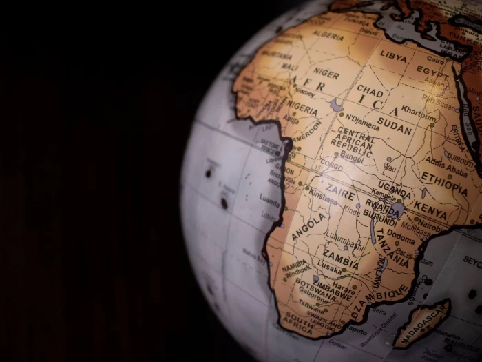 globe showing africa