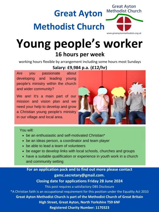 great ayton methodist church young people39s worker