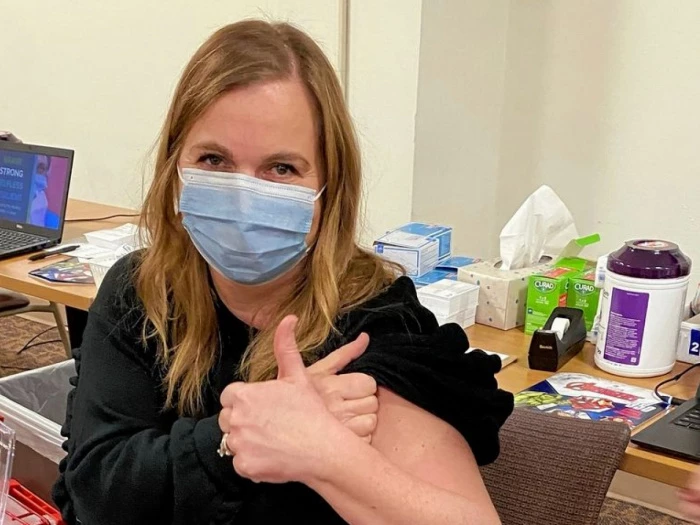 happy to receive covid vaccination 05
