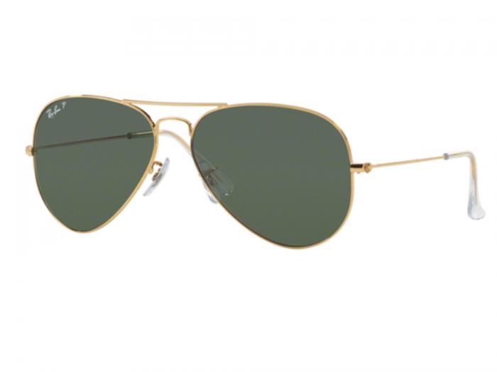 Ray-Ban Aviator Sunglasses RB3025 In Gold With Crystal Green Polarised ...