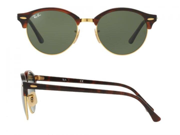 小物 Ray-Ban CLUBMASTER ROUND RB4246 CLUBROUND CLASSIC Sunglasses in Red Havana and G-15 Green