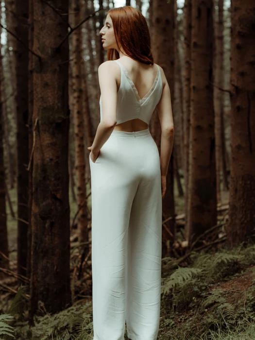 jumpsuit back view wide leg trouser cut out back p
