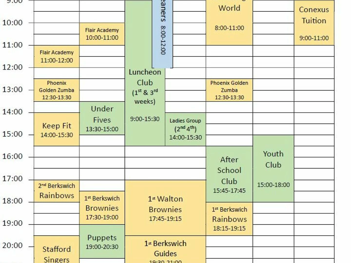 lettings schedule